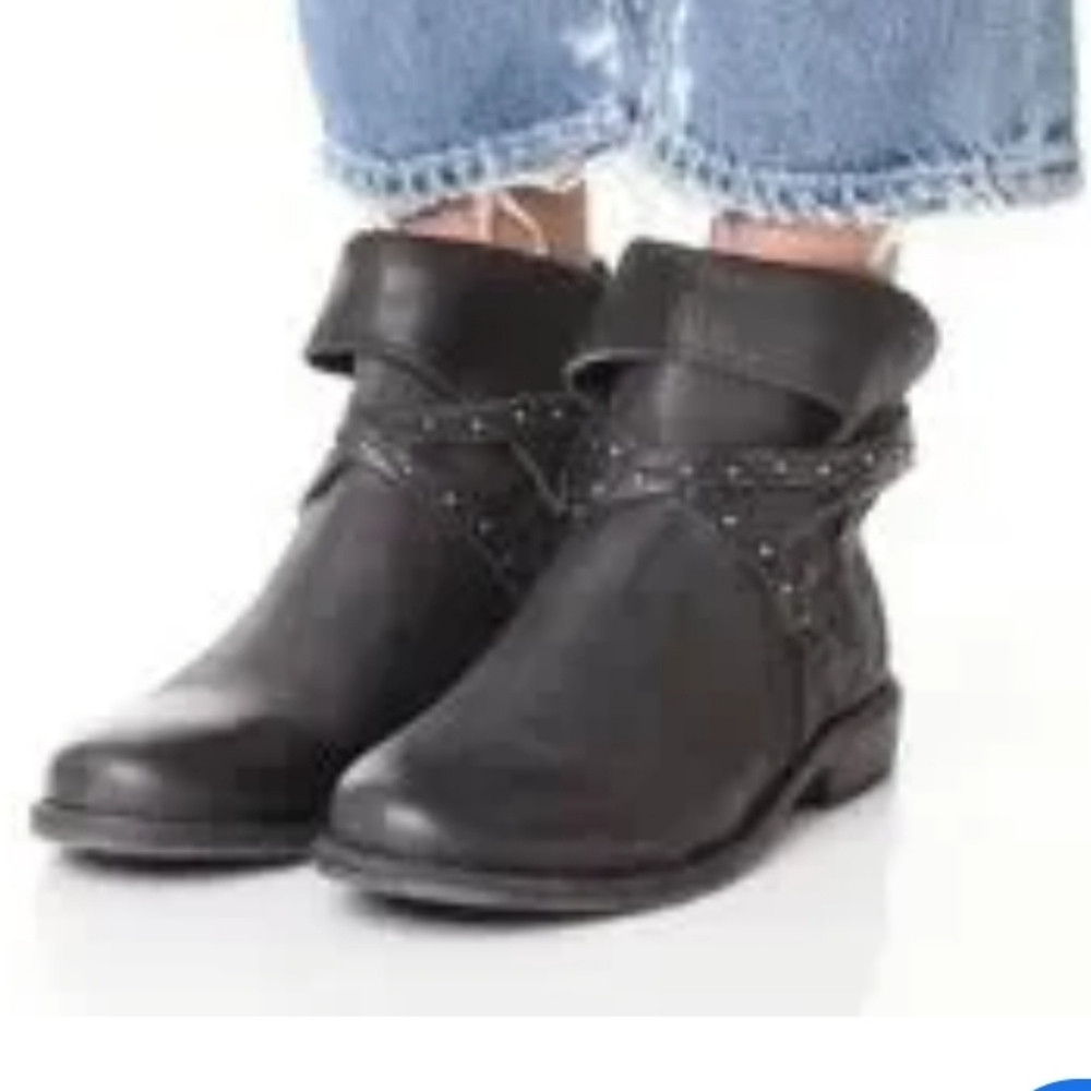 Free People Black Studded Leather Ankle Boots